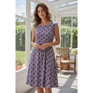 Boden Bernice Jersey Knit Stretchy Fit and Flare Midi Dress Size 10R